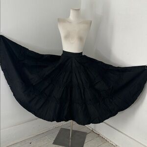 Antique Edwardian Era Black Soutache Taffeta Full Skirt 24 Waist
